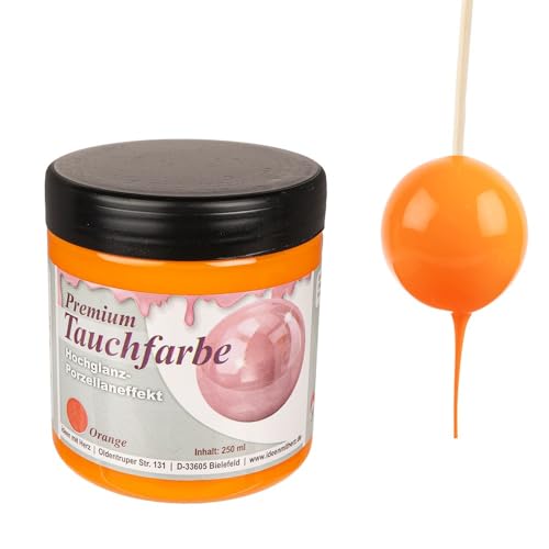 Ideen mit Herz Premium-Tauchfarbe mit Hochglanz-Porzellaneffekt | 250 ml (orange) von Ideen mit Herz