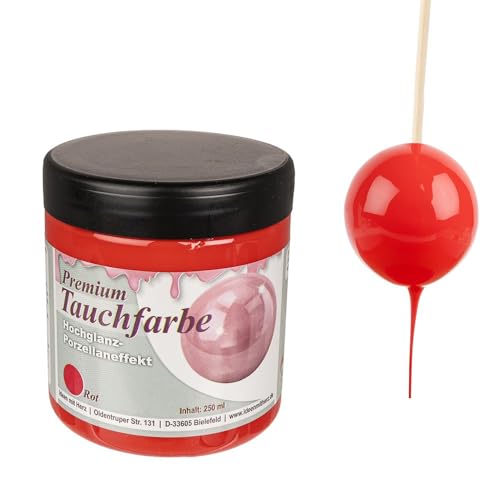 Ideen mit Herz Premium-Tauchfarbe mit Hochglanz-Porzellaneffekt | 250 ml (rot) von Ideen mit Herz