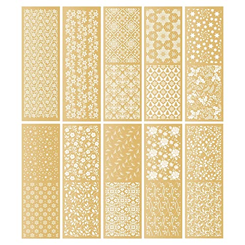 Ideen mit Herz Premium-Transfers | Rub on Sticker | Rubbel-Sticker | 10 cm x 30 cm | 10 Bogen | inkl. Tuch (Florale Bordüren & Ornamente, gold) von Ideen mit Herz