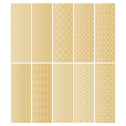 Ideen mit Herz Premium-Transfers | Rub on Sticker | Rubbel-Sticker | 10 cm x 30 cm | 10 Bogen | inkl. Tuch (Ornamentik, gold) von Ideen mit Herz