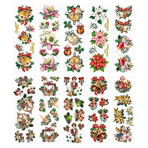 Ideen mit Herz Premium-Transfers | Rub on Sticker | Rubbel-Sticker | 10 cm x 30 cm | 10 Bogen | inkl. Tuch (Winter & Weihnachten 02, farbig) von Ideen mit Herz