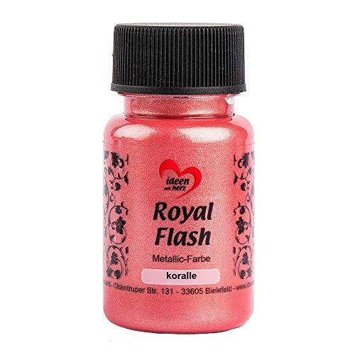 Ideen mit Herz Royal Flash, Acryl-Farbe, metallic, mit feinsten Glitzerpartikeln, 50 ml (koralle) von Ideen mit Herz