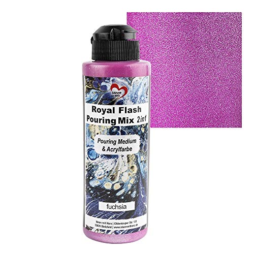 Ideen mit Herz Royal Flash Pouring Mix 2in1 | Pouring Medium & Metallic-Acrylfarbe mit Glitzer-Effekt | 180 ml | kein weiteres Mischen mit Fluid, Medium oder Silikonöl erforderlich (fuchsia) von Ideen mit Herz
