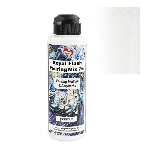 Ideen mit Herz Royal Flash Pouring Mix 2in1 | Pouring Medium & Metallic-Acrylfarbe mit Glitzer-Effekt | 180 ml | kein weiteres Mischen mit Fluid, Medium oder Silikonöl erforderlich (perlmutt) von Ideen mit Herz