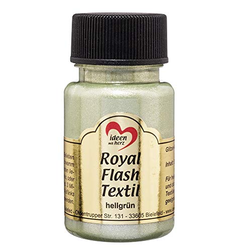 Ideen mit Herz Royal Flash Textil, Glitzer-Metallic-Farbe | hochdeckend, cremige Textilfarbe auf Wasserbasis | für helle und dunkle Textilien | 50 ml (hellgrün) von Ideen mit Herz