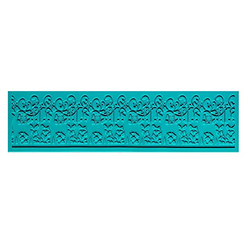 Ideen mit Herz Silikon-Dekormatte | Silikonform Fondant | Höhe: 2mm | Spitzen-Design | ideal zur Herstellung von Bordüren in Spitzenoptik | Werkzeug zum Formen von Fondant (Design 17 | 25,9cm x 7cm) von Ideen mit Herz