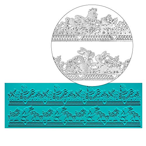 Ideen mit Herz Silikon-Dekormatte | Silikonform Fondant | Höhe: 2mm | Spitzen-Design | ideal zur Herstellung von Bordüren in Spitzenoptik | Werkzeug zum Formen von Fondant (Design 43 | 30cm x 10cm) von Ideen mit Herz