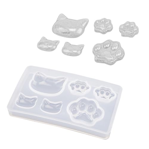 Ideen mit Herz Silikonform | Katzenköpfe & Pfoten | für 3 Köpfe und 3 Pfoten in verschiedenen Größen | für Epoxidharz, UV-Resin-Lack oder Gips | Formen gießen | lebensmittelecht von Ideen mit Herz