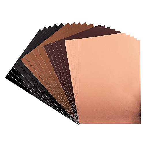 Ideen mit Herz Spiegel-Karton | Metallpapier | Bastelpapier metallic | 20 Bogen | Din A4 | 200 g/qm (braun, taupe, schwarz, hellkupfer) von Ideen mit Herz