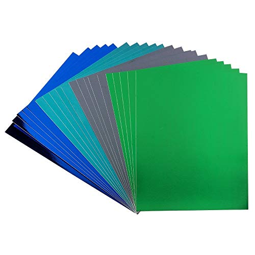 Ideen mit Herz Spiegel-Karton | Metallpapier | Bastelpapier metallic | 20 Bogen | Din A4 | 200 g/qm (grün, türkis, dunkelgrün, blau) von Ideen mit Herz