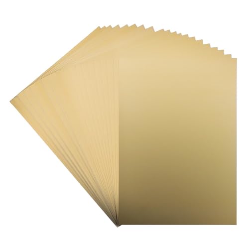 Ideen mit Herz Spiegel-Karton | Metallpapier | Bastelpapier metallic | 20 Bogen | Din A4 | 200 g/qm (hellgold | selbstklebend) von Ideen mit Herz