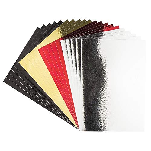 Ideen mit Herz Spiegel-Karton | Metallpapier | Bastelpapier metallic | 20 Bogen | Din A4 | 200 g/qm (schwarz, rot, gold, silber | selbstklebend) von Ideen mit Herz