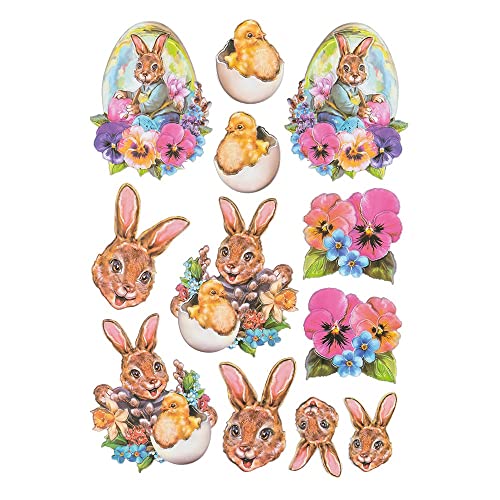 Ideen mit Herz Stickerbogen 3-D Relief-Sticker | Aufkleber | Hochwertig geprägt mit 3-D-Effekt | Din A4 Bogen mit verschiedenen Motiven (Fröhliche Osterhasen 03) von Ideen mit Herz