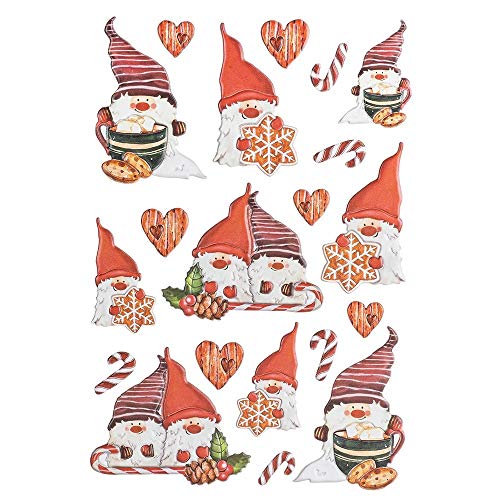 Ideen mit Herz Stickerbogen 3-D Relief-Sticker | Aufkleber | Hochwertig geprägt mit 3-D-Effekt | Din A4 Bogen mit verschiedenen Motiven (Weihnachtliche Wichtel 01) von Ideen mit Herz