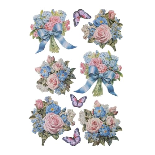 Ideen mit Herz Stickerbogen 3-D Relief-Sticker | Aufkleber | Hochwertig geprägt mit 3-D-Effekt | Fensterbilder | Scrapbooking | Din A4 Bogen mit vielen Motiven (Blumen mit Schleife) von Ideen mit Herz