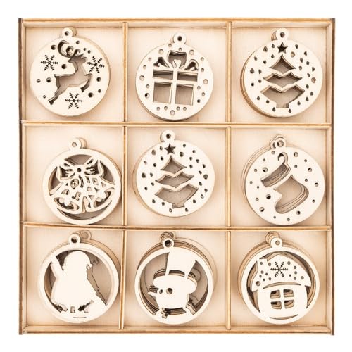 Ideen mit Herz Streu-Deko aus Holz | Holz-Motive | Baumschmuck | Tisch-Deko | Inklusive Holz-Box | 8 versch. Designs, 7X 7 Stück, 1x 14 Stück | 63-teilig von Ideen mit Herz