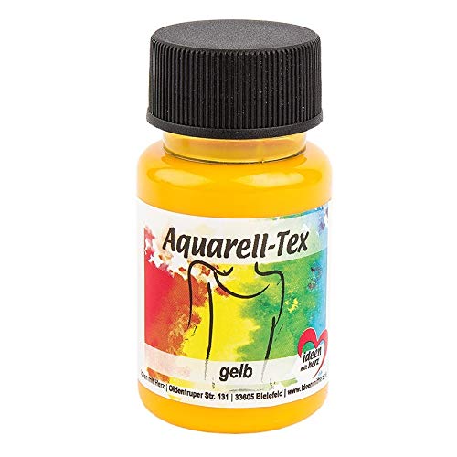 Ideen mit Herz Textilfarbe Aquarell-Tex | Stoffmalfarbe | Aquarellfarbe für Textilien | 50 ml | hochpigmentiert | waschmaschinenfest | auf Wasserbasis (gelb) von Ideen mit Herz