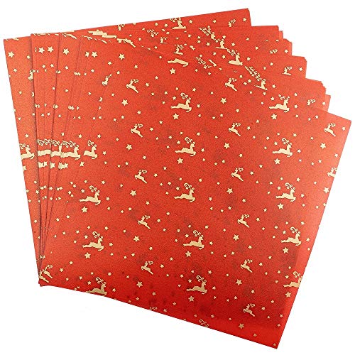 Ideen mit Herz Transparentpapier | 100 Blatt | Premium-Qualität | 110 g/qm | Bedruckt | ideales Faltpapier zum Sterne basteln | transparentes Bastelpapier (Hirsche | rot & Gold, 20 x 20 cm) von Ideen mit Herz