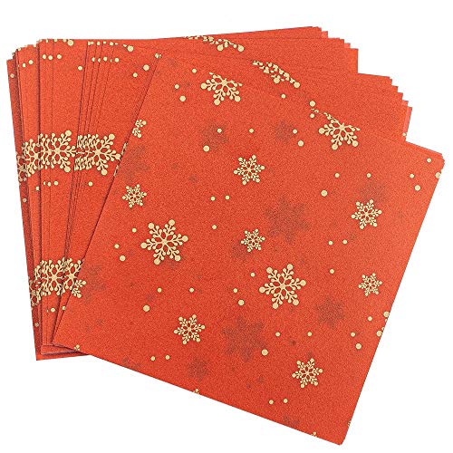 Ideen mit Herz Transparentpapier | 100 Blatt | Premium-Qualität | 110 g/qm | bedruckt | ideales Faltpapier zum Sterne basteln | transparentes Bastelpapier (Eiskristalle | rot & gold, 10 x 10 cm) von Ideen mit Herz