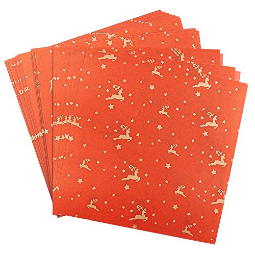 Ideen mit Herz Transparentpapier | 100 Blatt | Premium-Qualität | 110 g/qm | bedruckt | ideales Faltpapier zum Sterne basteln | transparentes Bastelpapier (Hirsche | rot & gold, 15 x 15 cm) von Ideen mit Herz