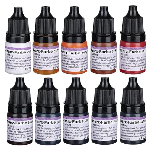 Ideen mit Herz | flüssige Epoxidharz-Farbe | ergiebig | Alcohol Ink | hochpigmentiert | 10 Farben | je 5 ml Ideen mit Herz | flüssige Epoxidharz-Farbe | ergiebig | Alcohol Ink | hochpigmentiert | 10 Farben | je 5 ml von Ideen mit Herz