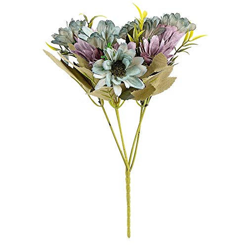 Ideen mit Herz Künstliches Blumenarrangement | Blumenstrauß | Blütenbusch | verschiede Blumen und Farben, 28 cm hoch, Blüten Ø ca. 3-4 cm (Blau, Margeriten) von Ideen mit Herz