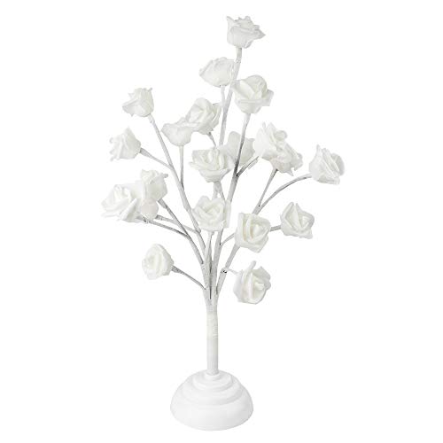 Ideen mit Herz LED-Baum mit Rosen, weiß, 40cm hoch, 20 LED-Lämpchen in Warmweiß, Timer von Ideen mit Herz