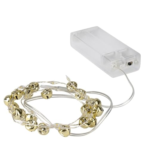 Ideen mit Herz LED-Drahtlichterkette, mit goldenen Glöckchen, 20 LEDs in Warmweiß, 0,9m lang, Timer Ideen mit Herz LED-Drahtlichterkette, mit goldenen Glöckchen, 20 LEDs in Warmweiß, 0,9m lang, Timer von Ideen mit Herz