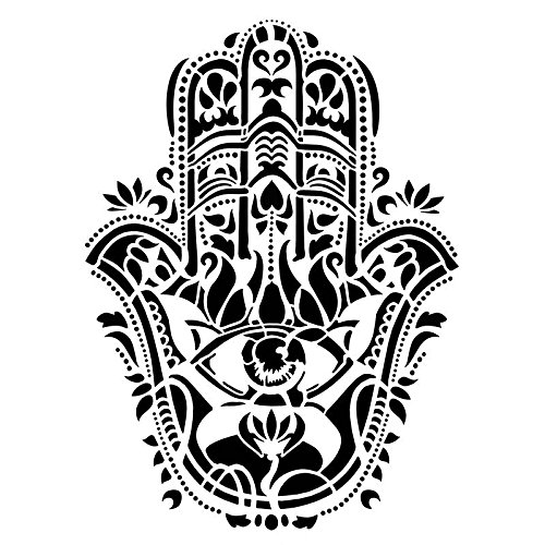 Ideen mit Herz Laser-Kunststoff-Schablone, DIN A4 | perfekt geeignet für Textilgestaltung, Wandgestaltung, Fenster, Papier, Scrapbooking, Kinder, Basteln, DIY (Hamsa Hand) von Ideen mit Herz