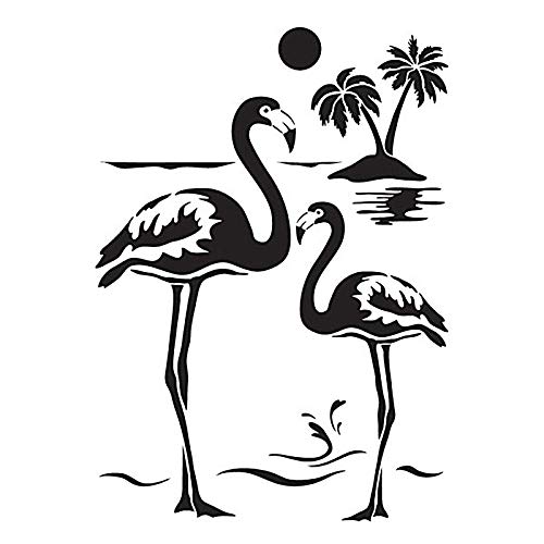 Ideen mit Herz Laser-Kunststoff-Schablone | DIN A4 | Perfekt geeignet für Textilgestaltung, Wandgestaltung, Fenster, Papier, Scrapbooking, Kinder, Basteln, DIY (Flamingos) von Ideen mit Herz