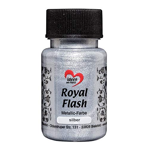 Ideen mit Herz Royal Flash, Acryl-Farbe, metallic, mit feinsten Glitzerpartikeln, 50 ml (silber) von Ideen mit Herz