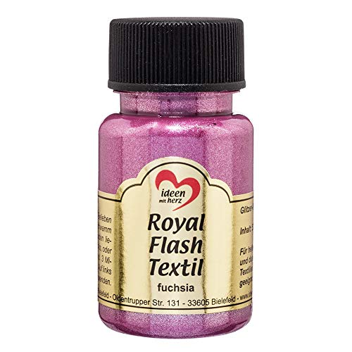 Ideen mit Herz Royal Flash Textil, Glitzer-Metallic-Farbe | hochdeckend, cremige Textilfarbe auf Wasserbasis | für helle und dunkle Textilien | 50 ml (fuchsia) von Ideen mit Herz