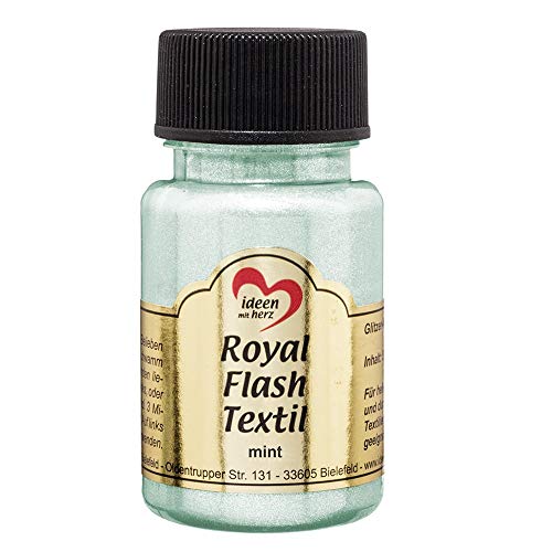 Ideen mit Herz Royal Flash Textil, Glitzer-Metallic-Farbe | hochdeckend, cremige Textilfarbe auf Wasserbasis | für helle und dunkle Textilien | 50 ml (mint) von Ideen mit Herz