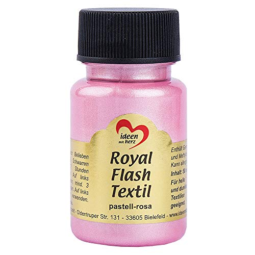 Ideen mit Herz Royal Flash Textil, Glitzer-Metallic-Farbe | hochdeckend, cremige Textilfarbe auf Wasserbasis | für helle und dunkle Textilien | 50 ml (pastell-rosa) von Ideen mit Herz