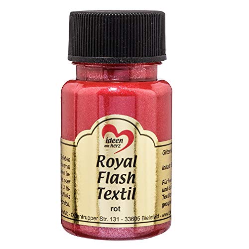 Ideen mit Herz Royal Flash Textil, Glitzer-Metallic-Farbe | hochdeckend, cremige Textilfarbe auf Wasserbasis | für helle und dunkle Textilien | 50 ml (rot) von Ideen mit Herz