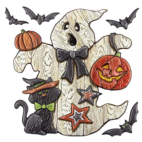 Ideen mit Herz Sticker | Aufkleber | Abziehbilder | Stickerbögen mit diversen Motiven | Halloween | Bogengröße 18 x 17,5 cm (Geist Holzoptik) von Ideen mit Herz