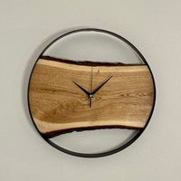 Große Wanduhr Aus Holz - Holzscheibe Uhr Rustikal Modernes Design, 40 cm Durchmesser, Eiche Wanddeko Geschenk von IdeenAusHolzShop
