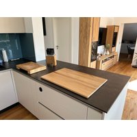 Kochfeldabdeckung Aus Holz | Ceranfeldabdeckung Personalisiert Schneidbrett Handgemacht Eiche Küchenbrett von IdeenAusHolzShop