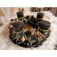 Adventskranz, Schwarz Gold Eleganz Adventskranz, Schwarz Gold Eleganz von Ideenschmiede02