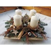 Vorbestellung Adventskranz, Adventsgesteck, Viereck, Natur von Ideenschmiede02
