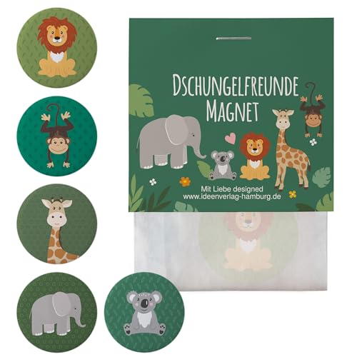 10x Dschungel/Zoo Deko-Magnete / 38mm matt/Magnete als Mitgebsel zum Kindergeburtstag - Glücksbringer Kinder Geburtstag - Mitgebsel & Mitbringsel als kleine Geschenke von Ideenverlag HAMBURG