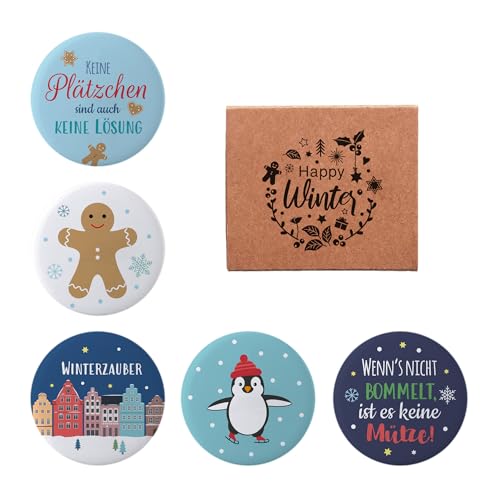 10x Winter Wunschboten-Magnete als kleines give-Away für Kollegen, Freunde & Mitarbeiter - Mitgebsel & Mitbringsel Geschenk als kleine Aufmerksamkeit von Ideenverlag HAMBURG