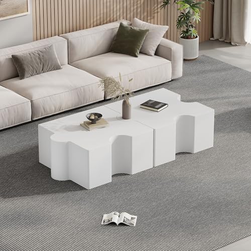 Idemon Couchtisch-Set in Puzzleform, 2-teiliges modulares Design, kann geteilt Werden, um Sofatische an beiden Enden des Sofas zu platzieren, Wohnzimmertisch von Idemon