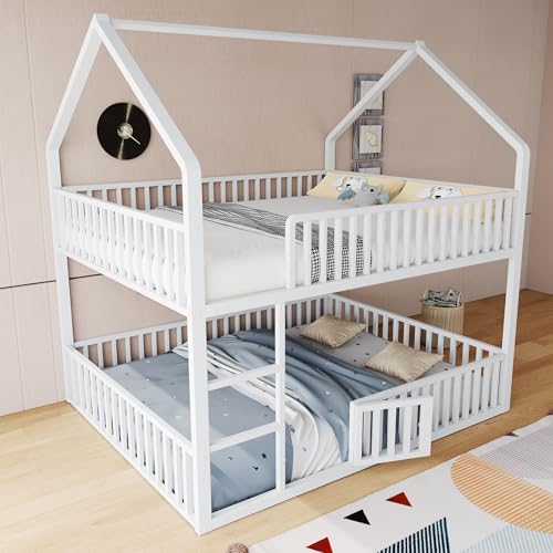 Idemon Kinder-Etagenbett 140 * 200, Metall-Doppelbett, Kinder-Familienbett, Etagenbett mit Treppe, Loft-Design, Unteres Bett mit Kleiner Tür zum Öffnen und Schließen, Weiß Idemon Kinder-Etagenbett 140 * 200, Metall-Doppelbett, Kinder-Familienbett, Etagenbett mit Treppe, Loft-Design, Unteres Bett mit Kleiner Tür zum Öffnen und Schließen, Weiß von Idemon