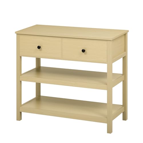 Idemon Retro-Konsolentisch, Konsolentisch Holz Schmal, Konsolentisch Mit Schubladen Und Offene Regale Für Flur, Eingang Und Wohnzimmer (Natur) von Idemon