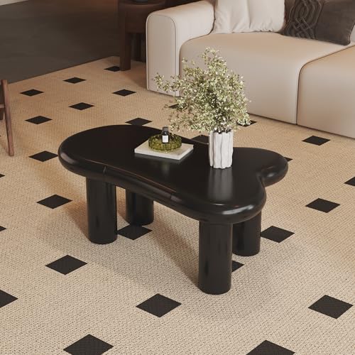 chwarzer Couchtisch in Cloud-Form aus MDF mit 16-Farbiger LED-Beleuchtung & Schublade – Moderner Wohnzimmertisch, mit Stauraum (Black) von Idemon