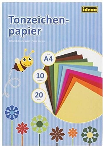 20 Blatt Tonzeichenpapier / DIN A4 / 10 Farben von Idena