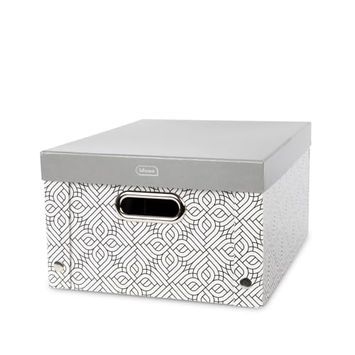 Idena 11196 - Aufbewahrungsbox mit Deckel und Metallgriffen, Aufbewahrungskorb aus festem Karton, ca. 37,5 x 28 x 18 cm, Grau-gemustert Idena 11196 - Aufbewahrungsbox mit Deckel und Metallgriffen, Aufbewahrungskorb aus festem Karton, ca. 37,5 x 28 x 18 cm, Grau-gemustert von Idena