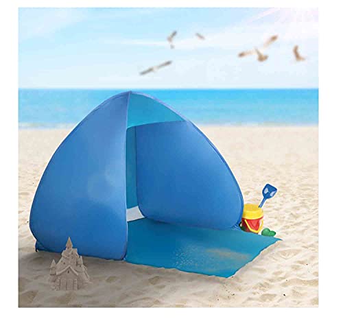 Idena 30233 - Pop-Up Strandzelt mit UV-Schutz 40+, mit verlängerter Bodenmatte, verschließbarer Rückseite mit Netzteil, ideal für Strand, Freibad, Garten und im Urlaub von Idena