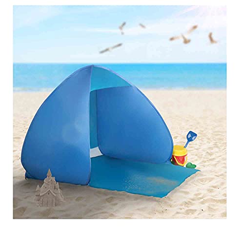 Idena 30233 - Pop-Up Strandzelt mit UV-Schutz 40+, mit verlängerter Bodenmatte, verschließbarer Rückseite mit Netzteil, ideal für Strand, Freibad, Garten und im Urlaub von Idena